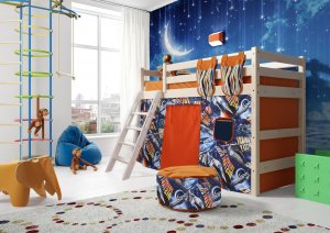 картинка Детская полувысокая кровать Соня с наклонной лестницей Вариант 6 от Магазина матрасов Matras96